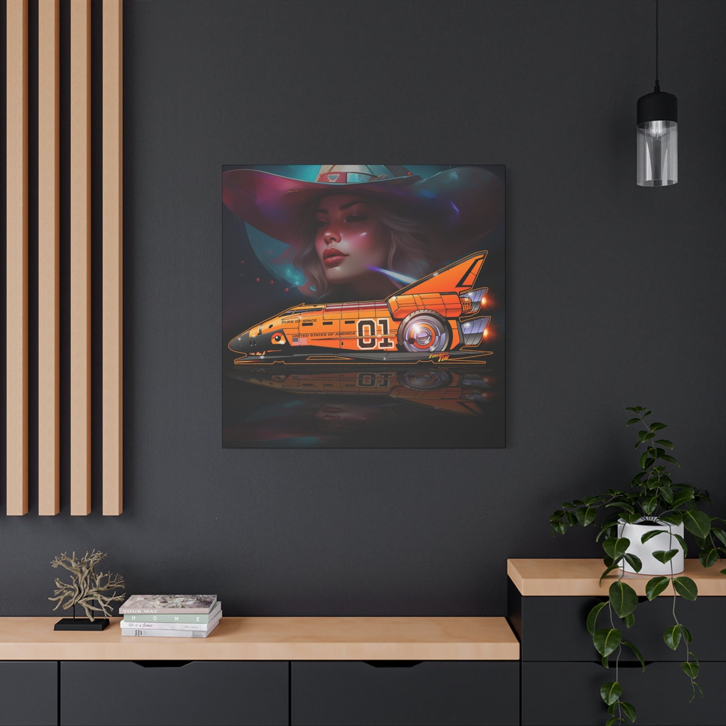 DUKE OF SPACE Dukes of Hazzard Space Shuttle Canvas Art Wall Print