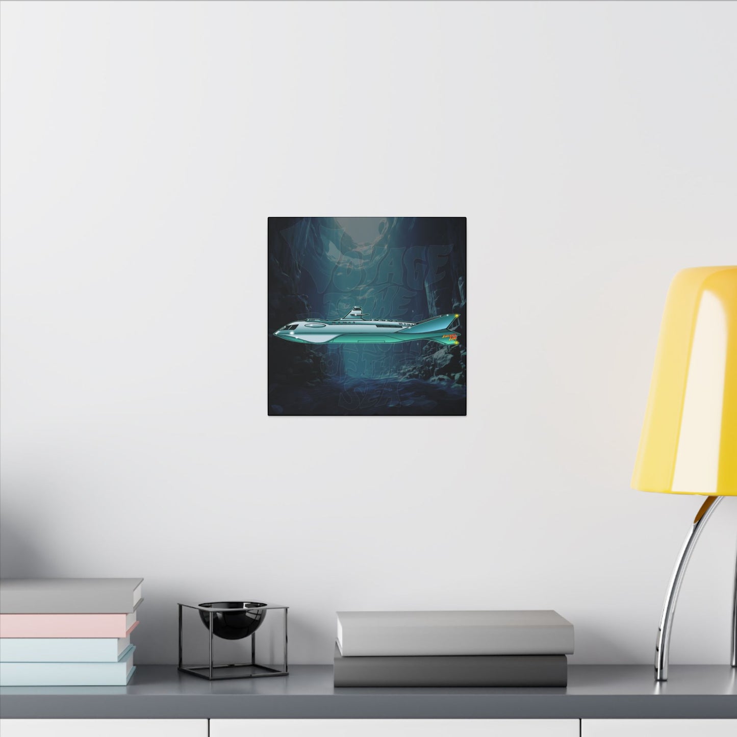 VOYAGE TO THE BOTTOM OF THE SEA Submarine Fireball Art Canvas Print - 12x12