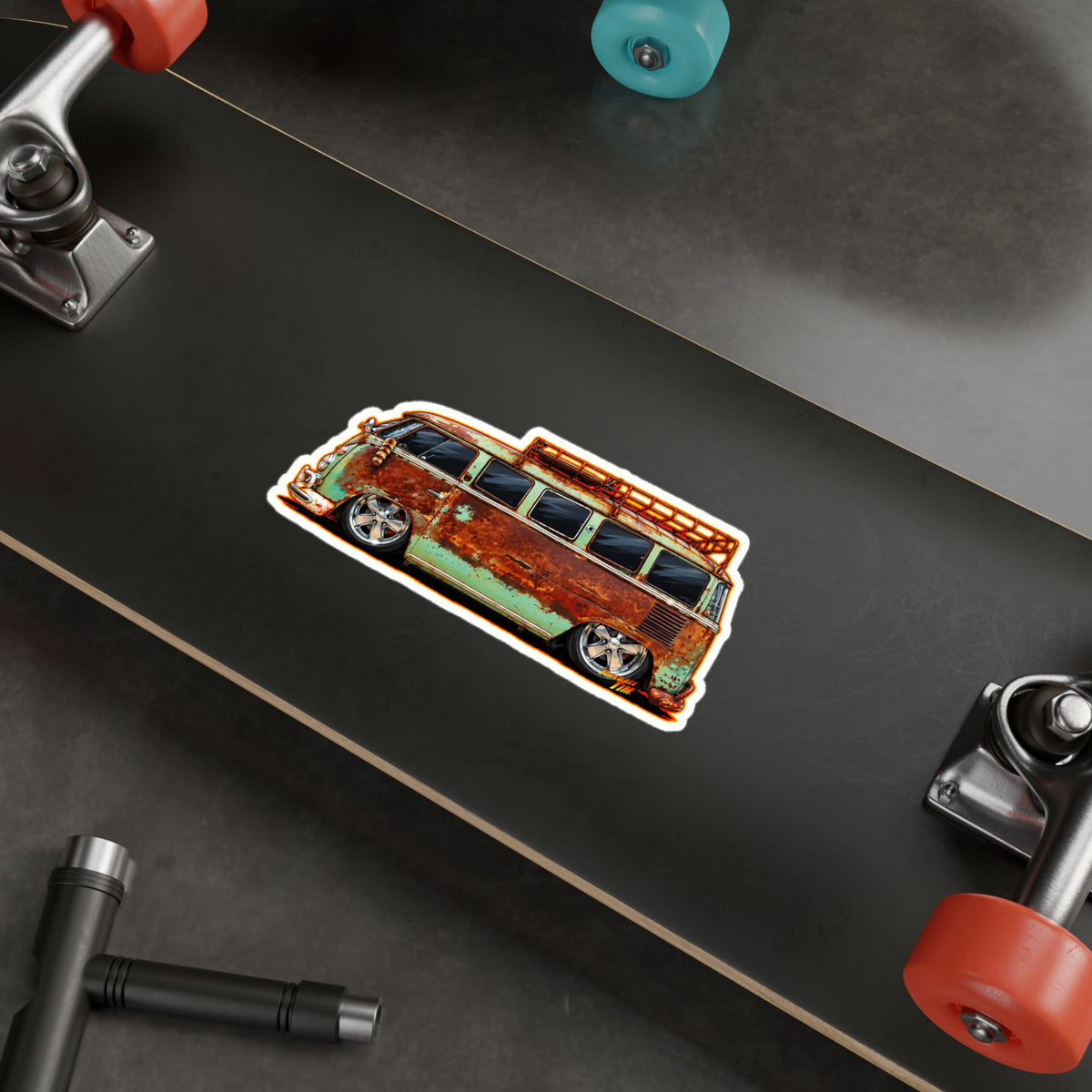 KUSTOM VW VOLKSWAGEN BUS Collectible Fireball Art Stickers in 4 Sizes