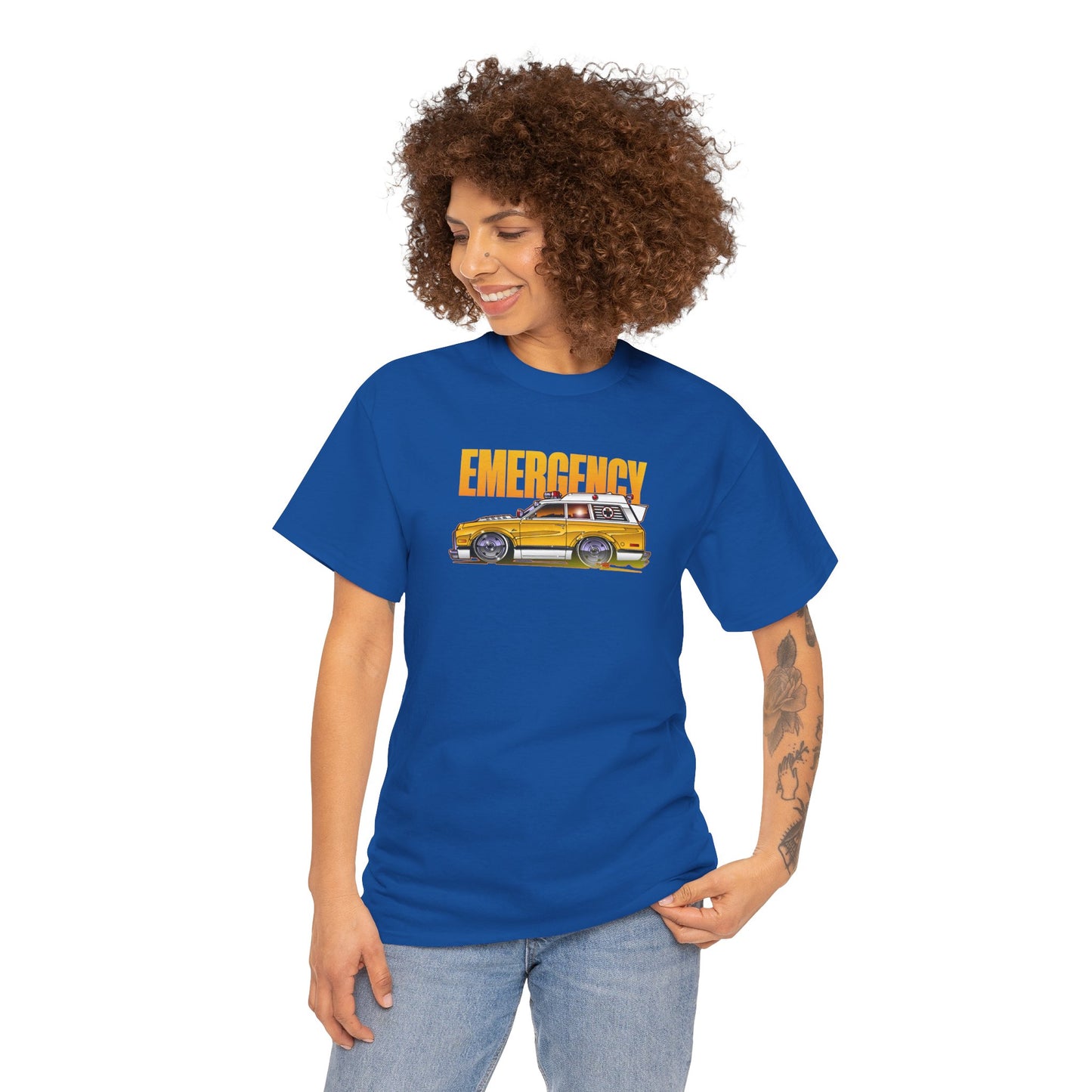 EMERGENCY TV Show 1970 Chevy Suburban AMBULANCE Concept Art Cotton Tee 11 Colors
