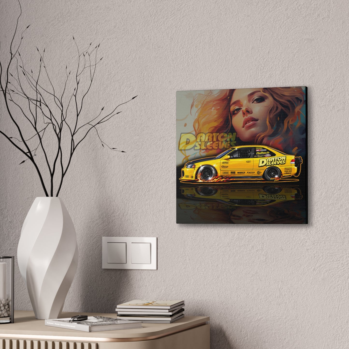 DARTON SLEEVES HONDA Drag Car Collectible Fireball Art Canvas Stretched Print