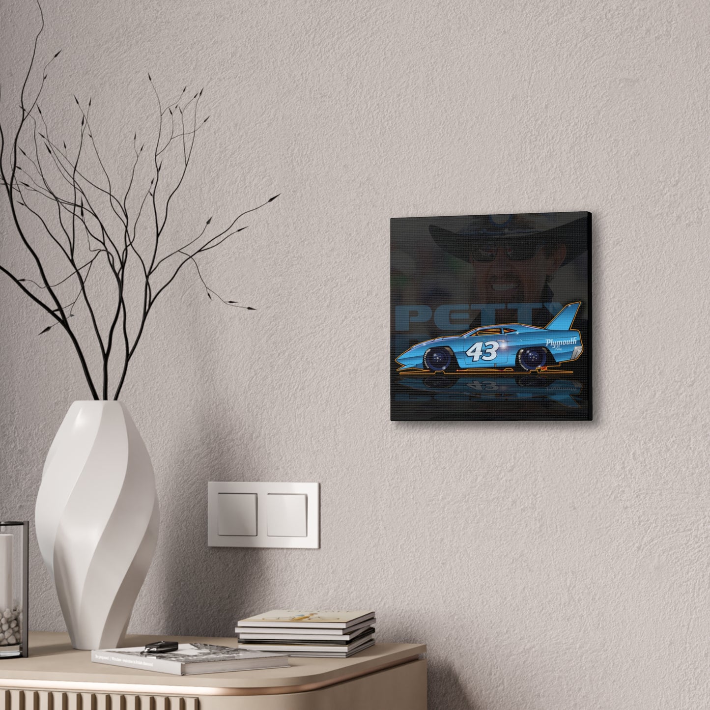 NASCAR RICHARD PETTY 43 Plymouth Racing Canvas Art Print - 2 Sizes