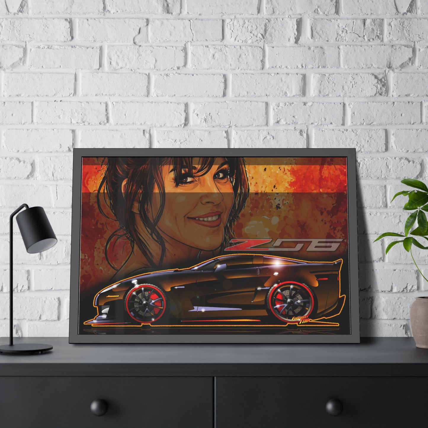 CORVETTE Z06 2012 100th Anniversary Framed Poster