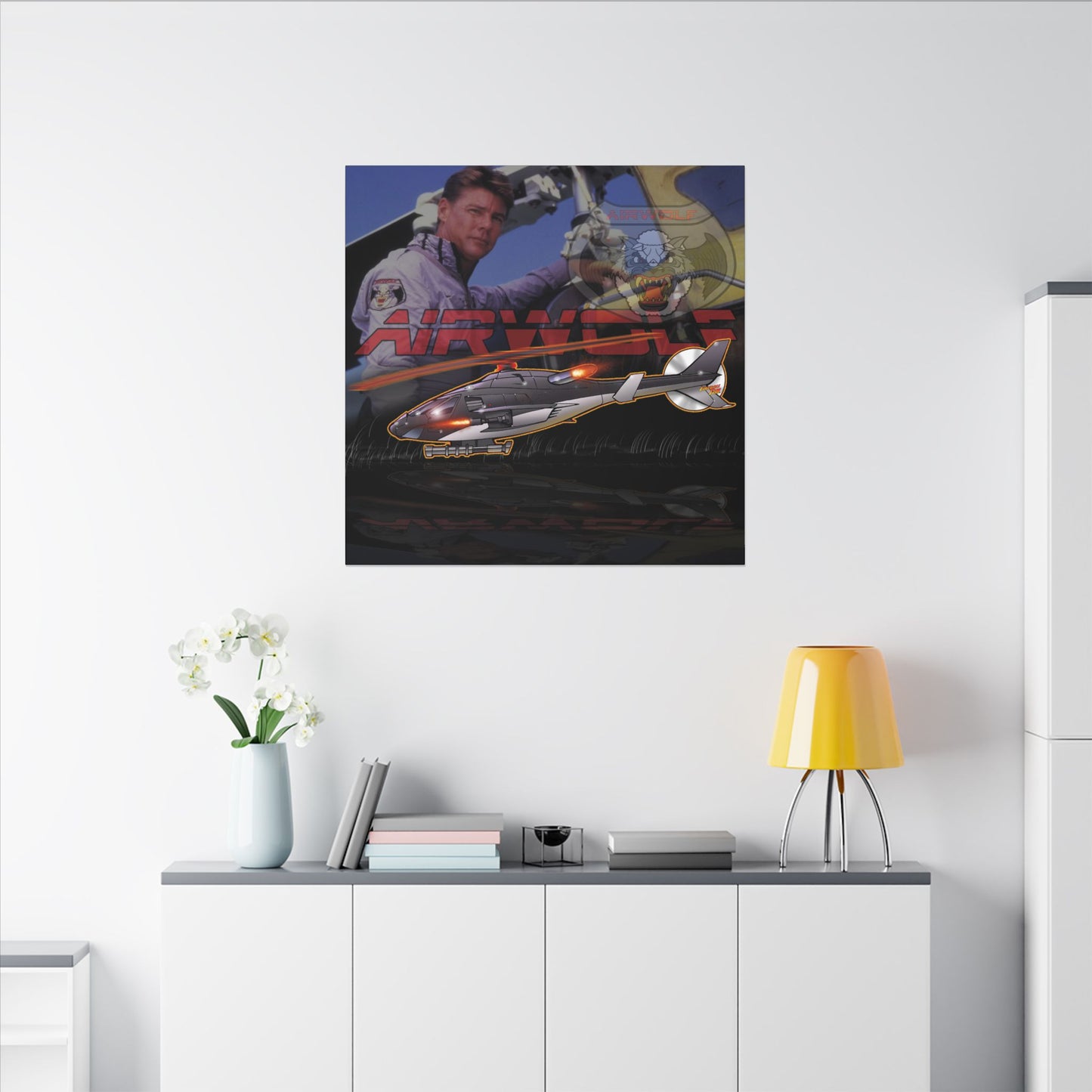 AIRWOLF TV Helicopter Canvas Art Print - 12x12