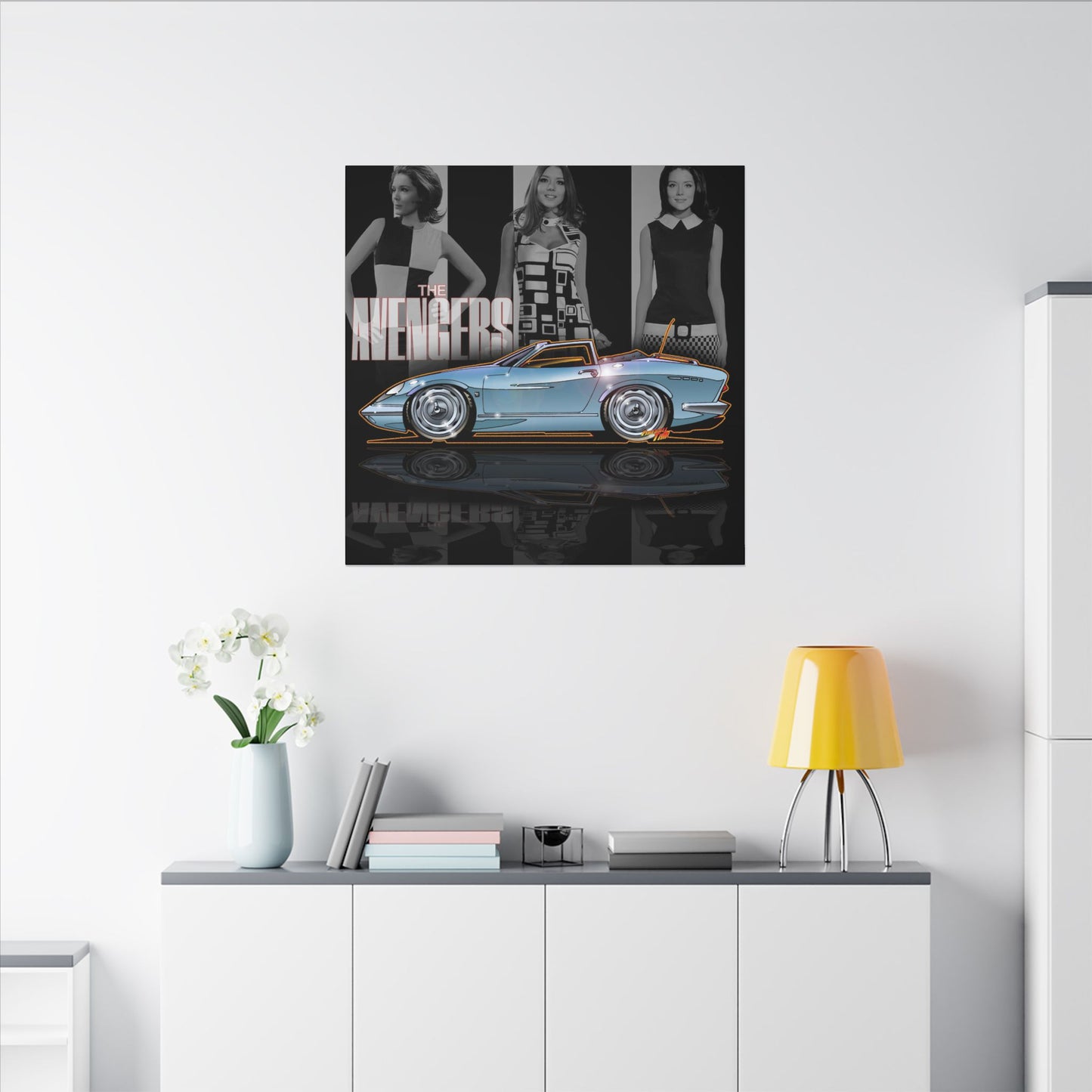 THE AVENGERS TV Show Emma Peel Lotus Elan Canvas Art Print