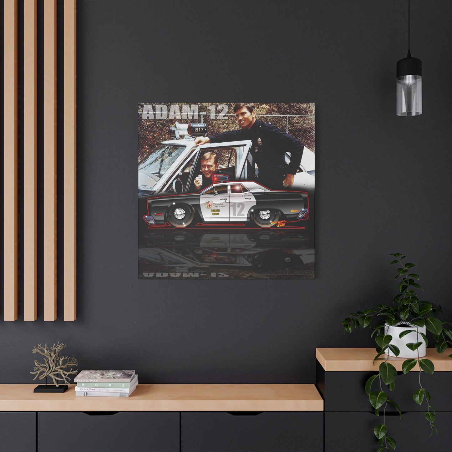 ADAM 12 PLYMOUTH Police Car Fireball Art Canvas Print