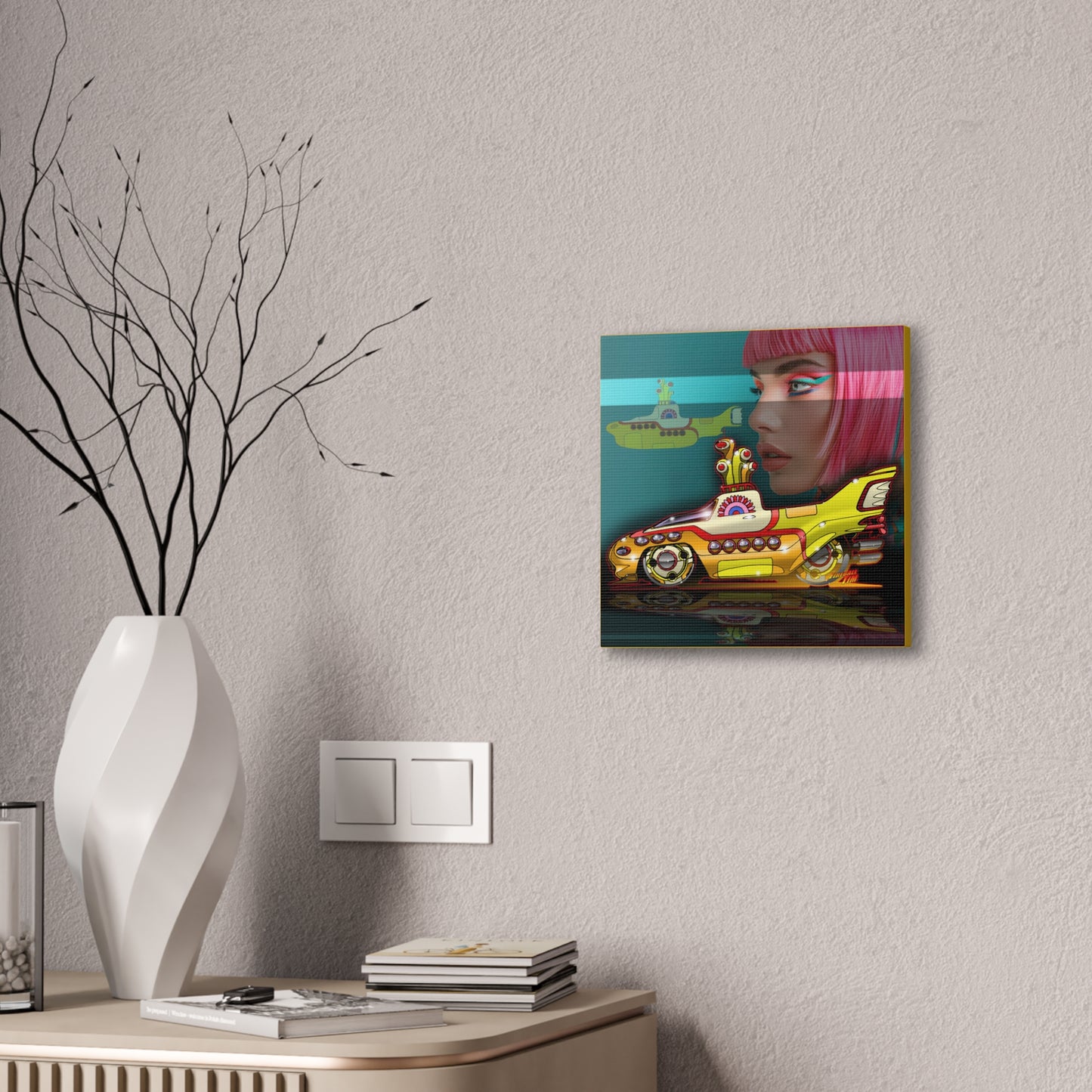 BEATLES YELLOW SUBMARINE Fireball Art Canvas Print - 12x12