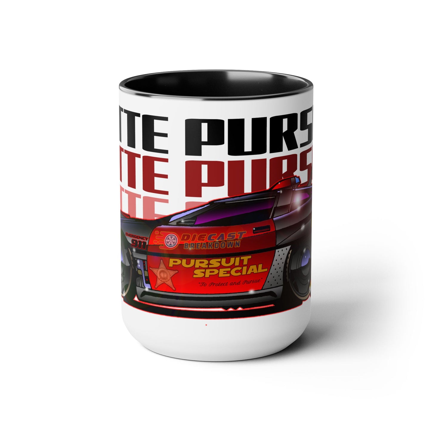 DIECAST BREAKDOWN CORVETTE PURSUIT POLICE CAR Collectible Coffee Mug 15oz