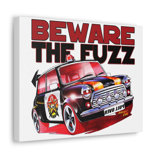MINI COOPER Beware the Fuxx Police Mini Custom Car Canvas Art 11x14