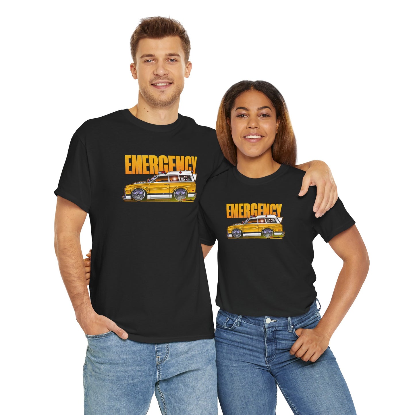 EMERGENCY TV Show 1970 Chevy Suburban AMBULANCE Concept Art Cotton Tee 11 Colors