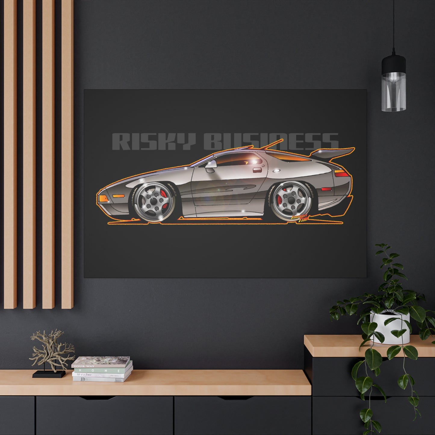 RISKY BUSINESS Porsche 928 Fireball Art Canvas Print - Sizes