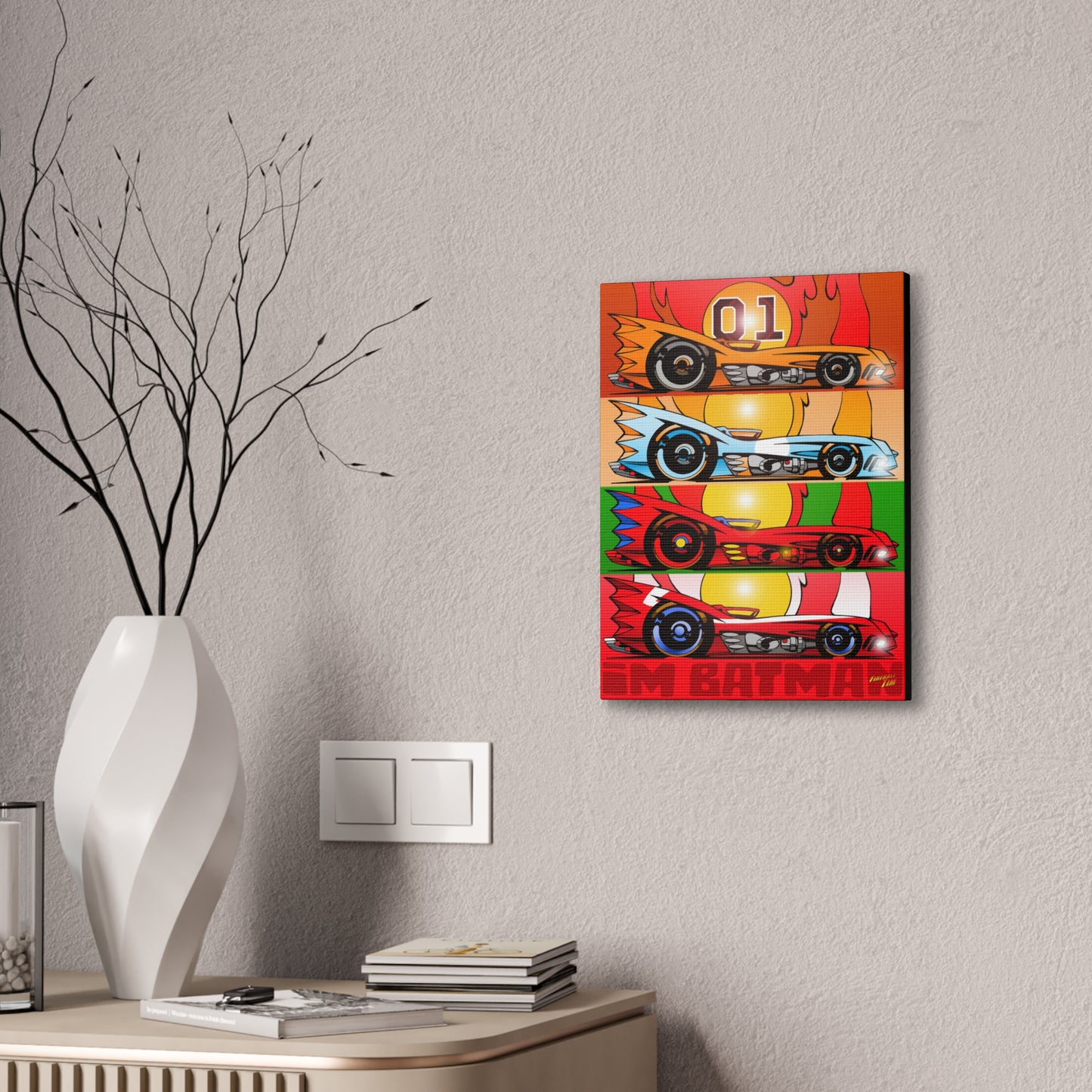 I'M BATMAN BATMOBILE Collectible Art Canvas Print - 12x16