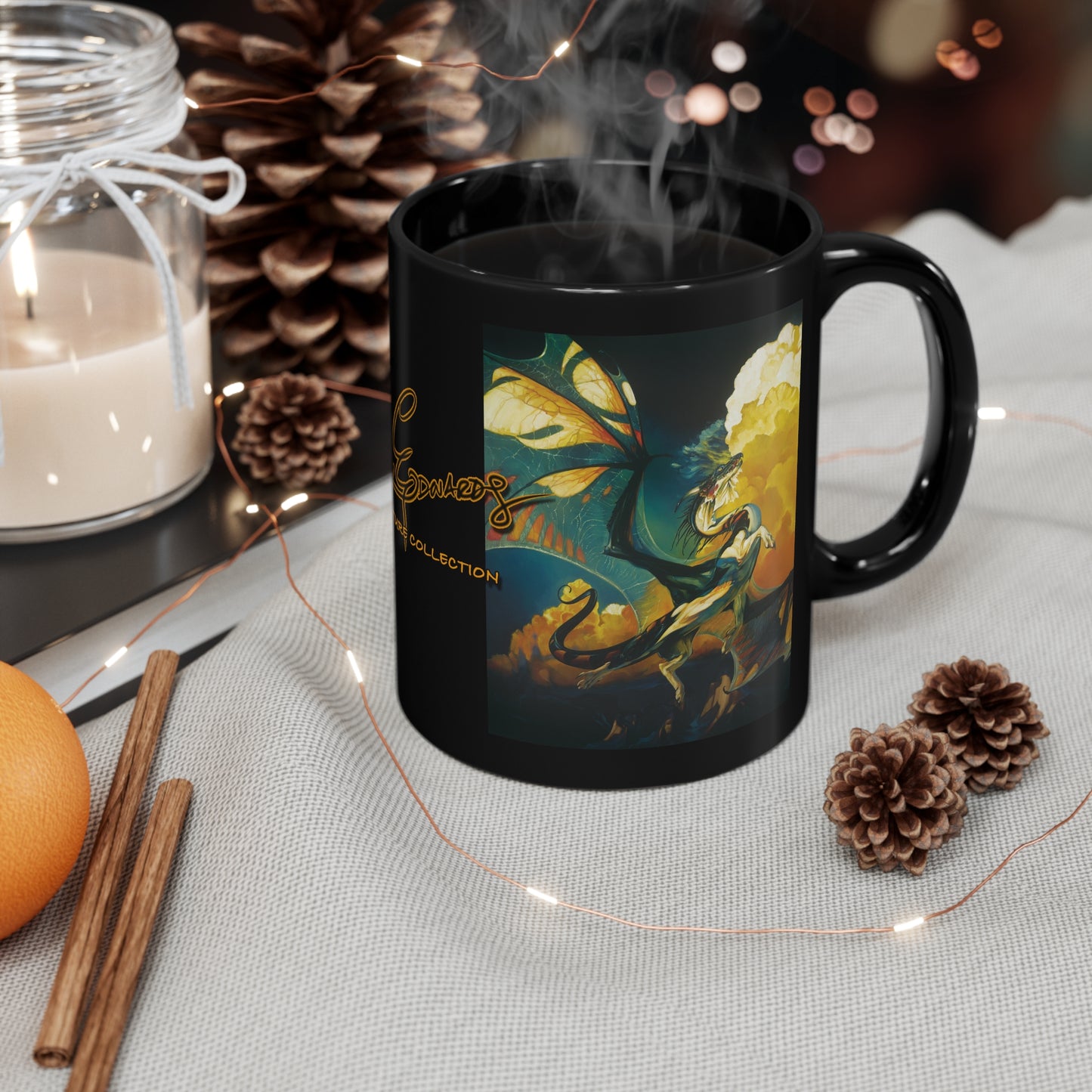 Heather Edwards Signature Collection DRAGONFLY Black 11oz Mug-Mug-Fireball Tim Garage