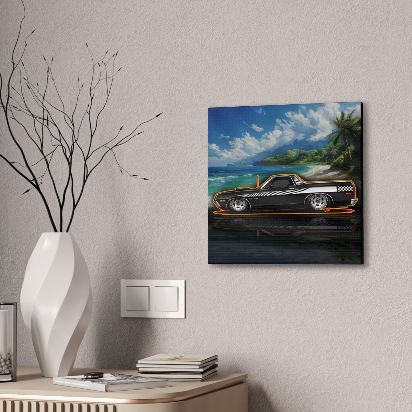 FORD RANCHERO Collectible Fireball Art Canvas Stretched Print