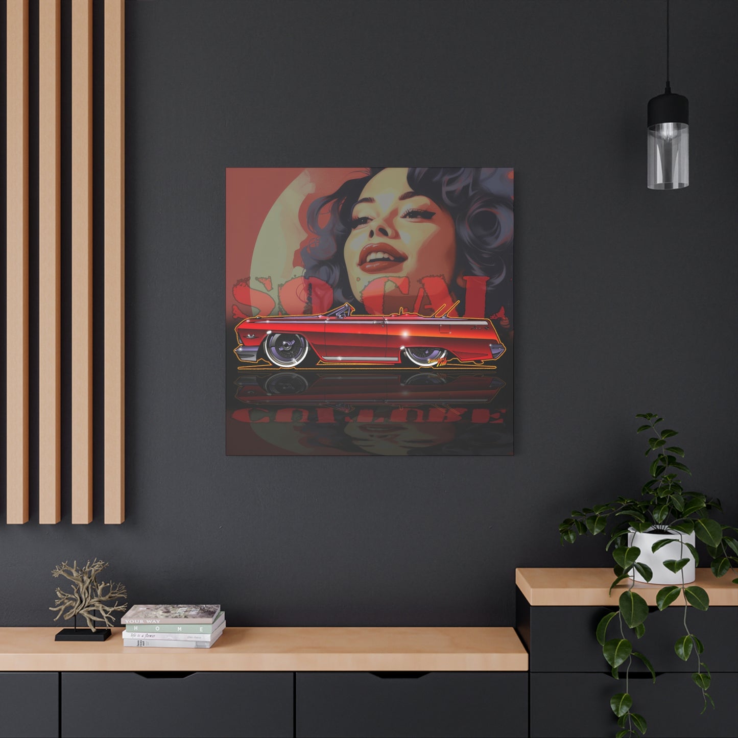 CHEVY IMPALA LOWRIDER Collectible Fireball Art Canvas Print