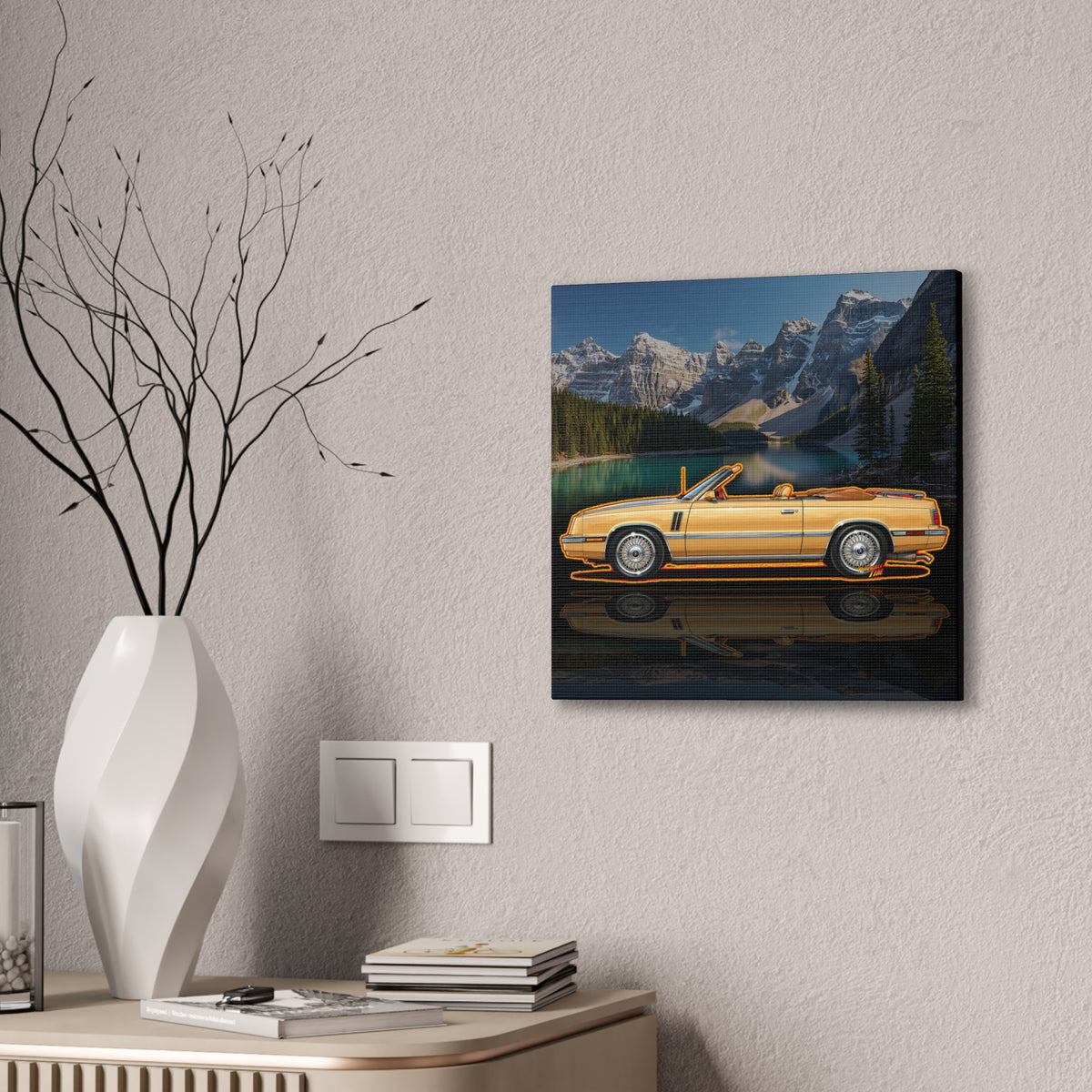 DODGE 600 CONVERTIBLE 1985 Collectible Fireball Art Canvas Stretched Print