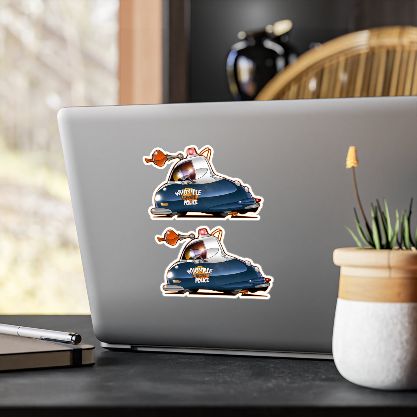 THE GRINCH WHOVILLE POLICE CAR Fireball Art Decal Sticker Set - 4 Sizes
