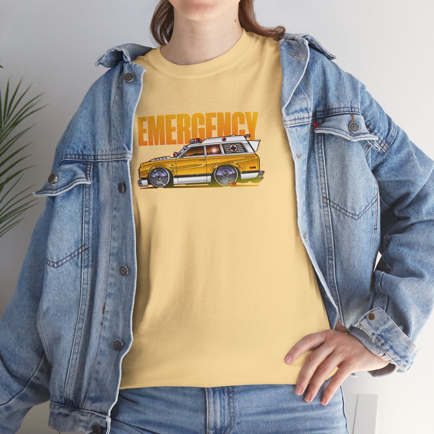 EMERGENCY TV Show 1970 Chevy Suburban AMBULANCE Concept Art Cotton Tee 11 Colors
