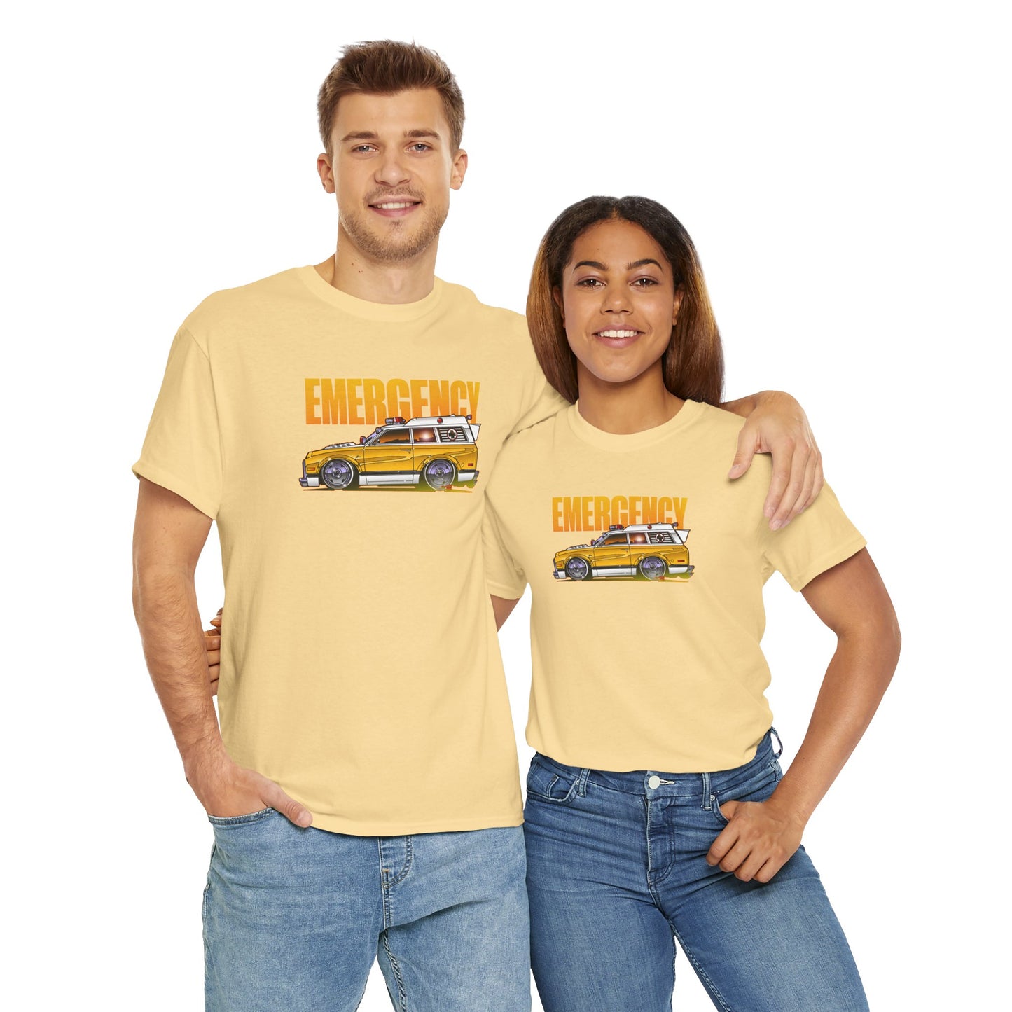 EMERGENCY TV Show 1970 Chevy Suburban AMBULANCE Concept Art Cotton Tee 11 Colors