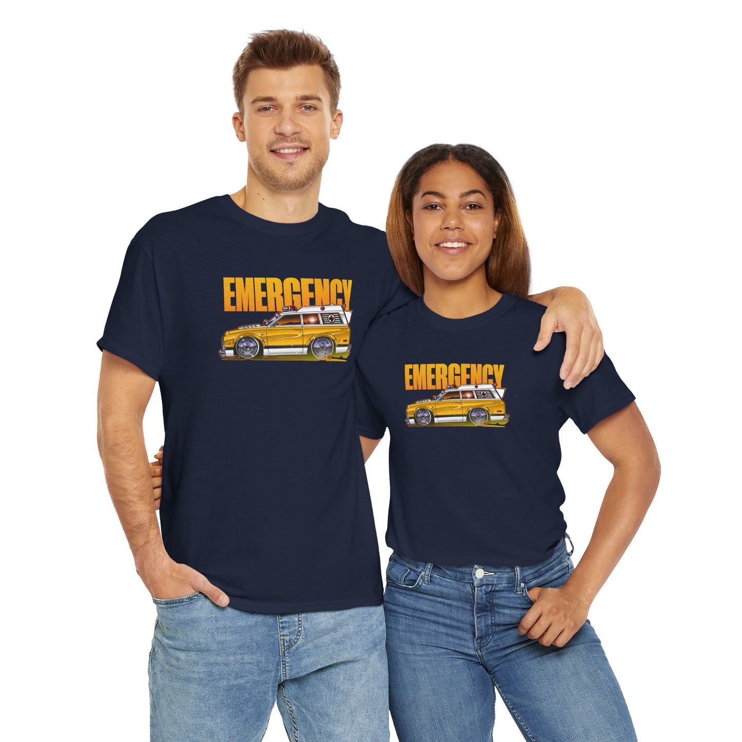 EMERGENCY TV Show 1970 Chevy Suburban AMBULANCE Concept Art Cotton Tee 11 Colors
