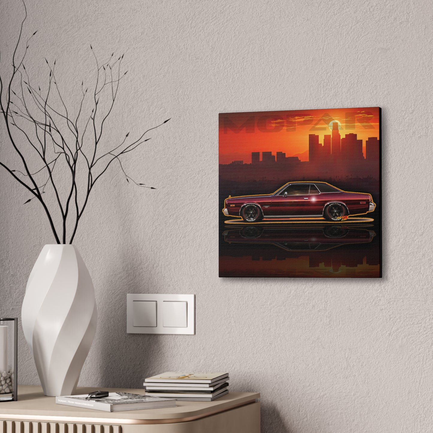 DODGE CORONET 1975 Collectible Fireball Art Canvas Stretched Print
