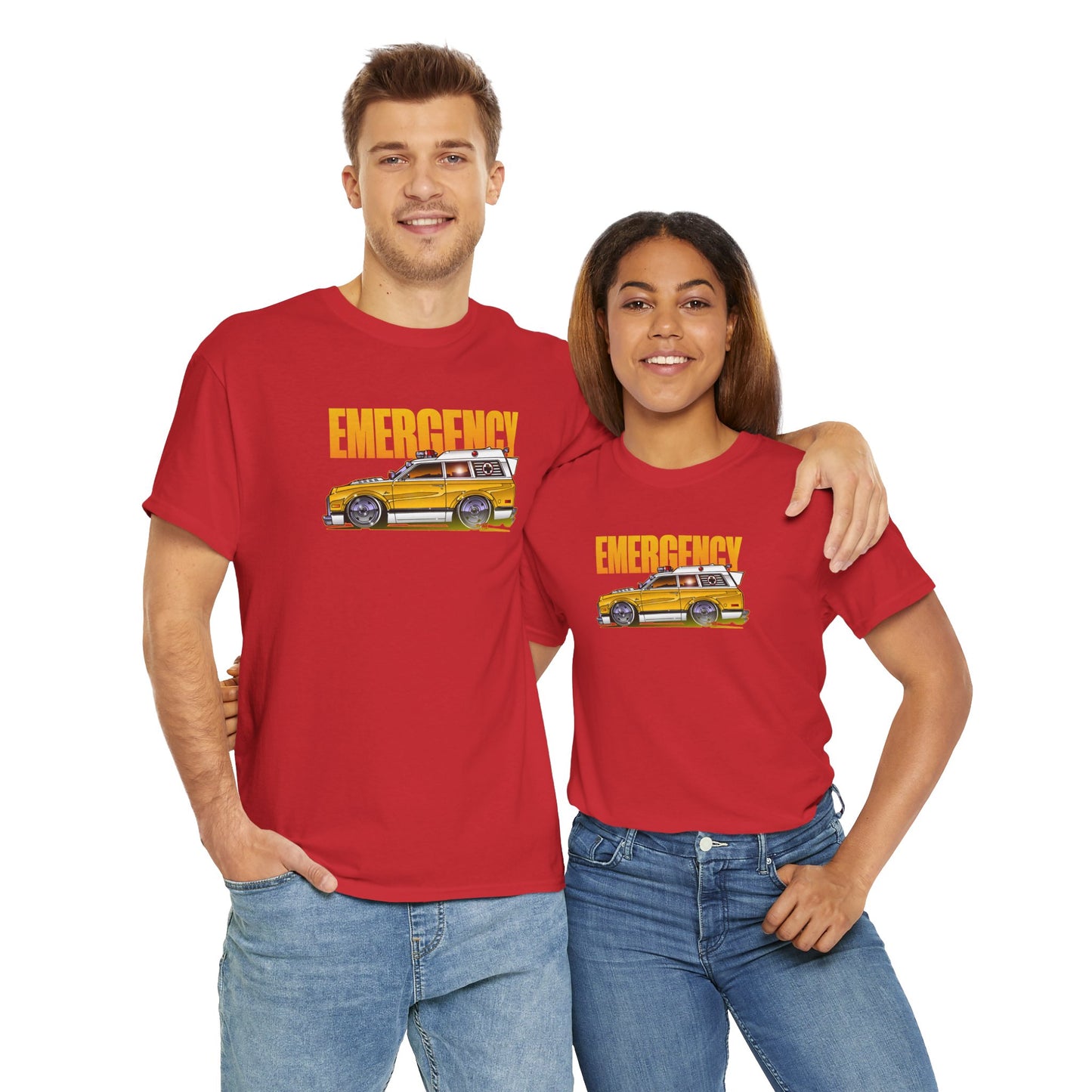 EMERGENCY TV Show 1970 Chevy Suburban AMBULANCE Concept Art Cotton Tee 11 Colors