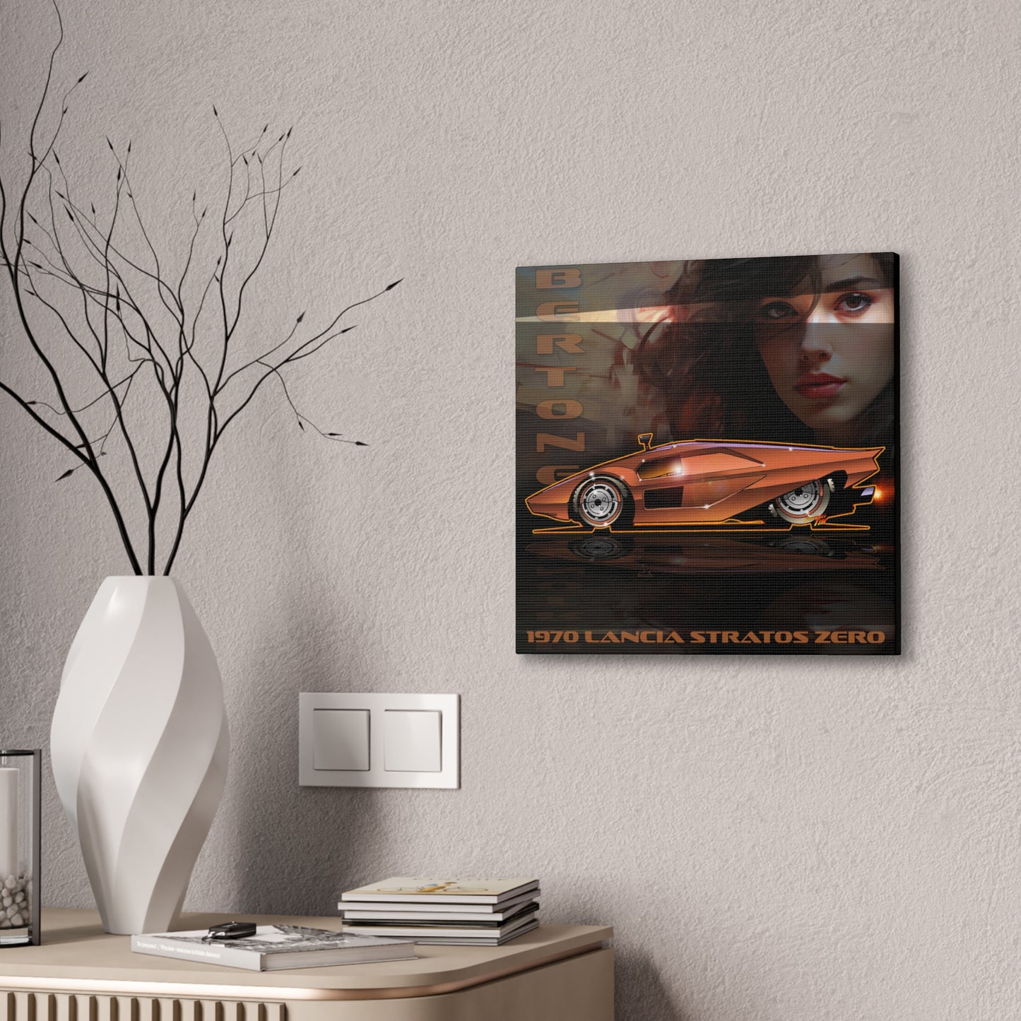 BERTONE 1970 Lancia Stratos Zero Canvas Art Wall Print - 2 Sizes