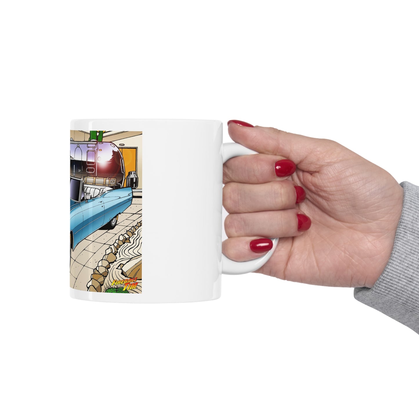 Fireball Tim 1968 CADILLAC & VINTAGE Airstream Ceramic Mug 11oz-Mug-Fireball Tim Garage