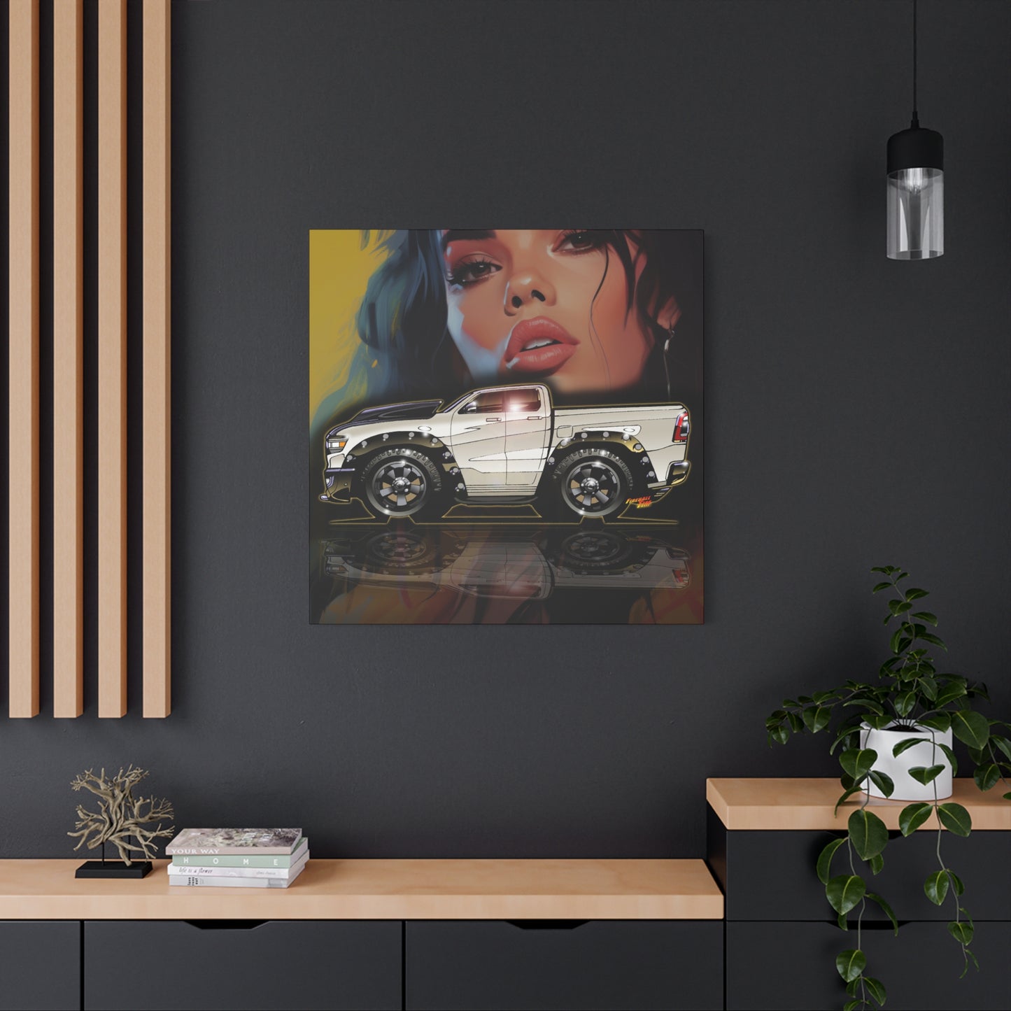 RAM REBEL 1500 Truck Collectible Coffee Fireball Art Canvas Print