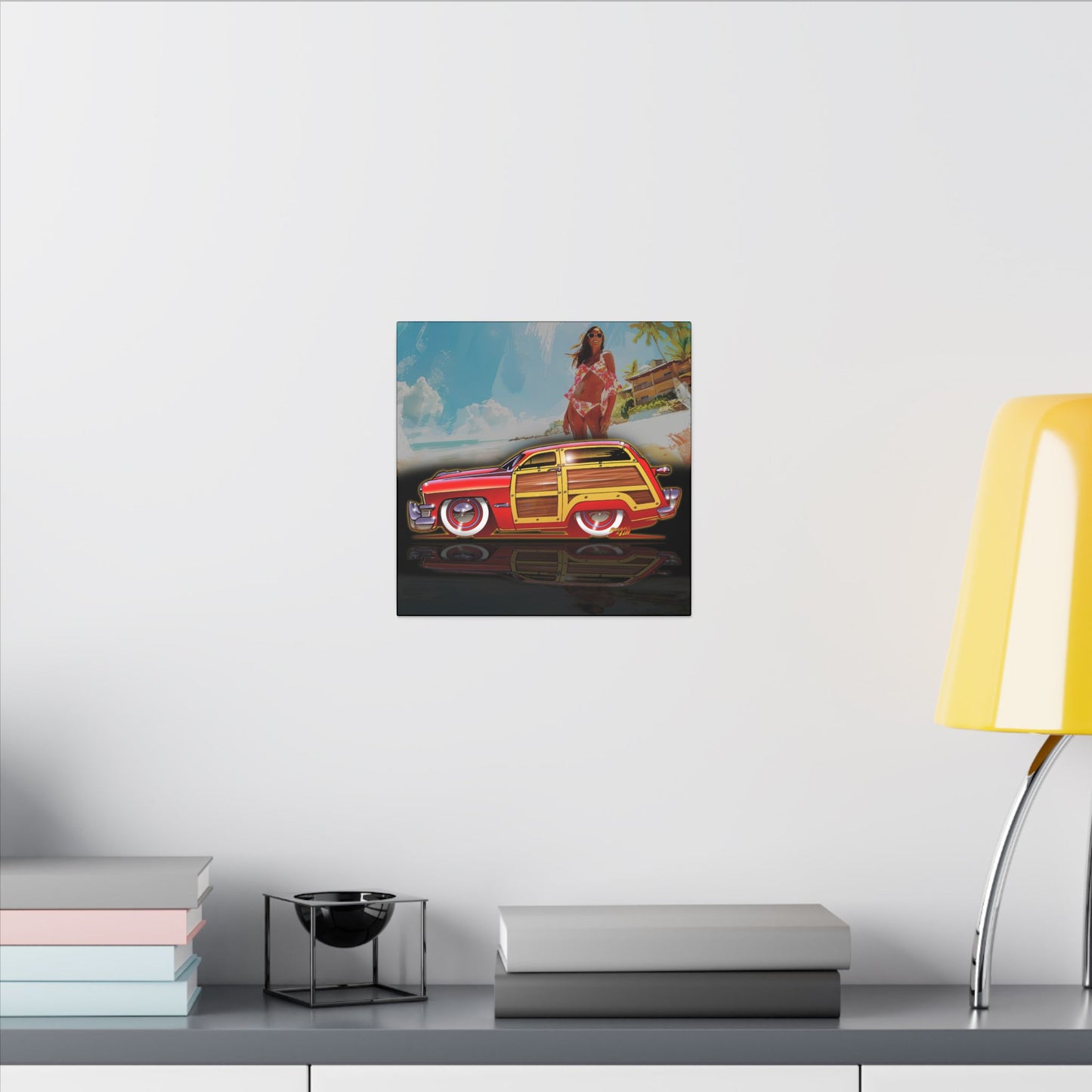FORD WOODIE 1950 Fireball Art Canvas Print - 12x12