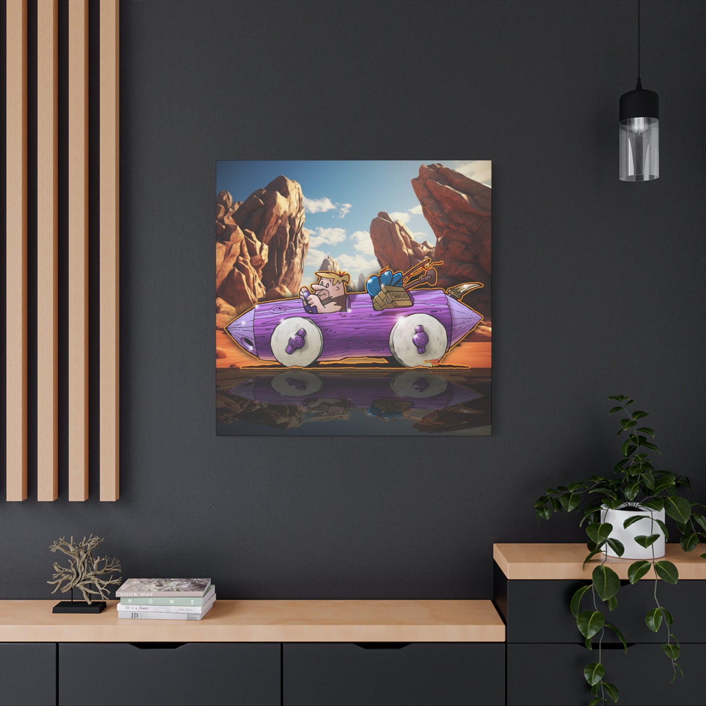 FLINSTONES BARNEY RUBBLE Fireball Art Canvas Wall Print - Multiple Sizes