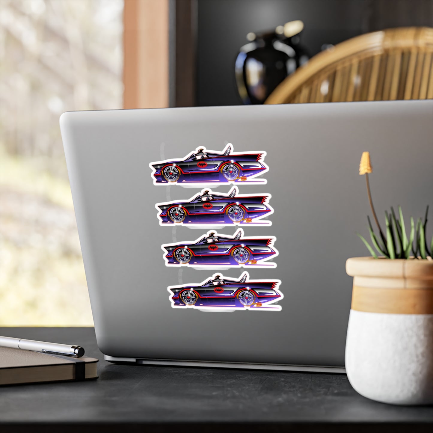 BATMOBILE 1966 BATMAN Collectible Kiss-Cut Vinyl Decals Stickers - 4 Sizes