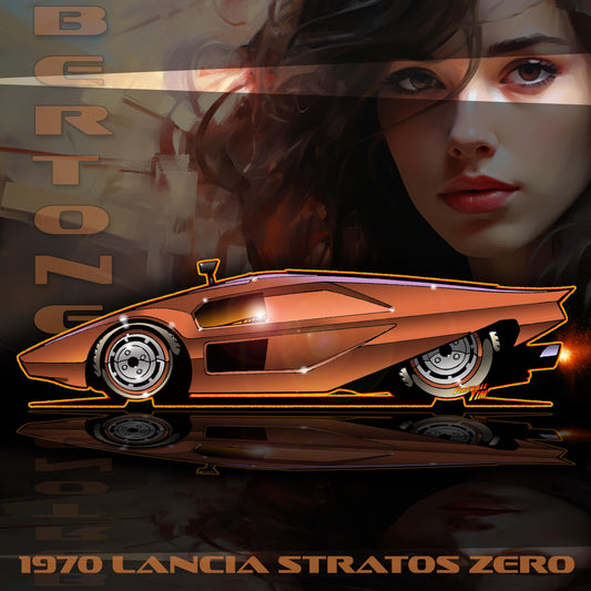 Bertone Lancia Stratos Automotive Pop Culture Movie and TV Car Art by Fireball Tim Garage
