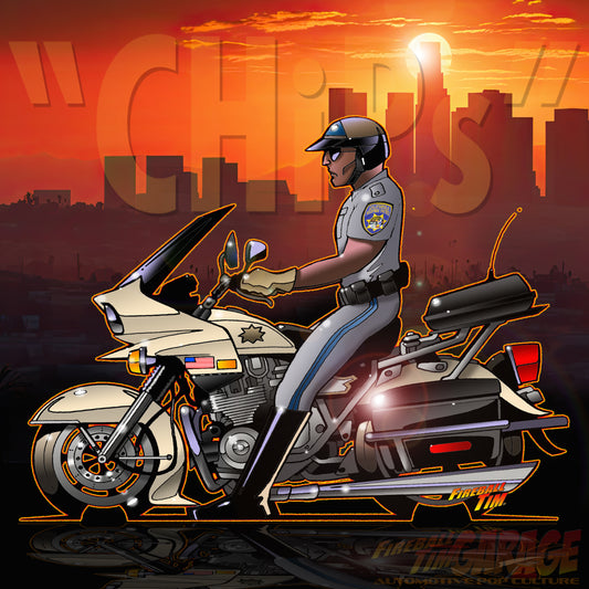 Chips Motorcycle Automotive Pop Culture Concept Art by Fireball Tim Garage