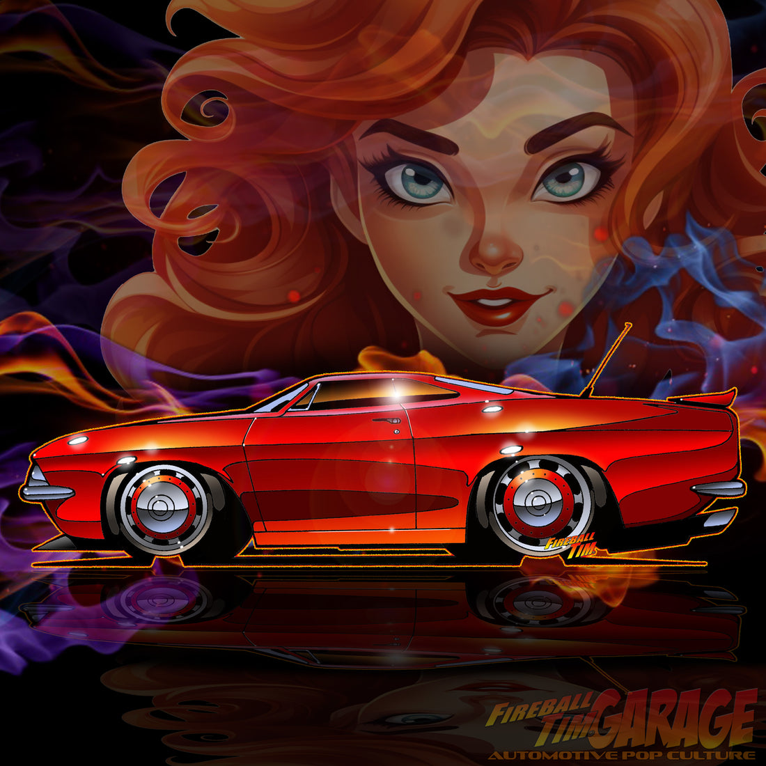 Corvair Automotive Pop Culture Concept Art by Fireball Tim Garage