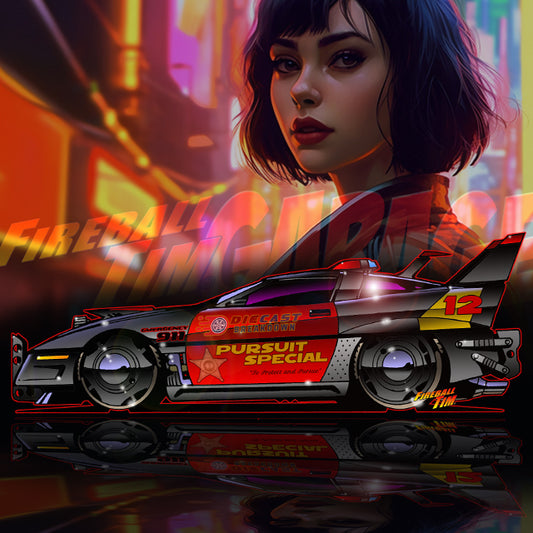 Chasing Deadly Diecast Thieves in a Corvette Pursuit Concept Art by Fireball Tim