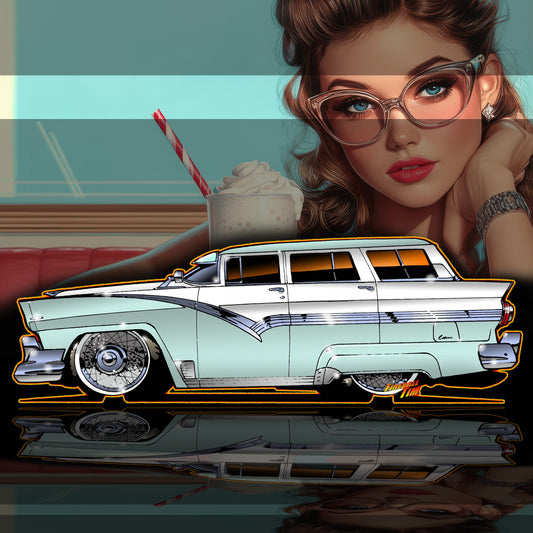 Ford Fairlane Automotive Pop Culture Movie Car Art by Fireball Tim Garage