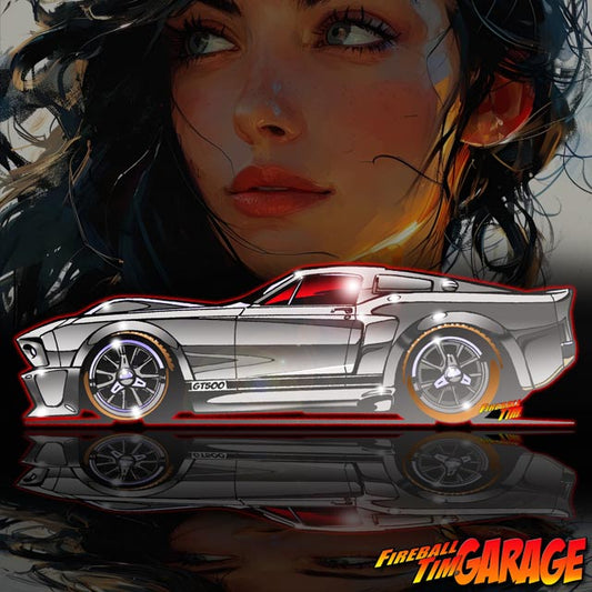 Shelby Forrd Mustang GT500 Custom Car Art available online in the Fireball Tim Garage