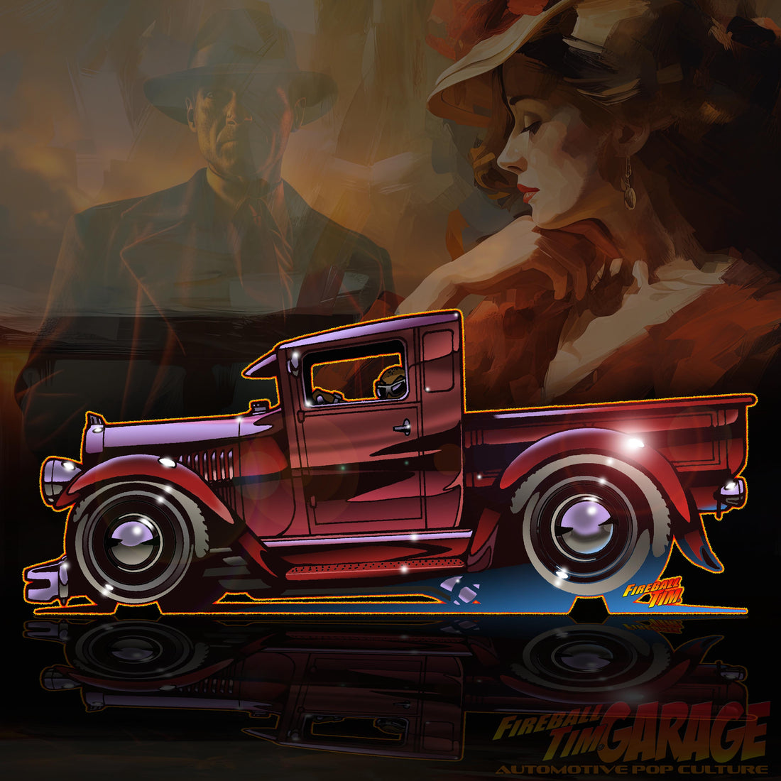 1929 Ford Pickup Automotive Pop Culture Concept Art by Fireball Tim Garage