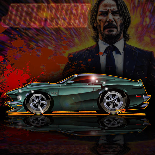 John Wick Fireball Tim Garage Automotive Pop Culture Art