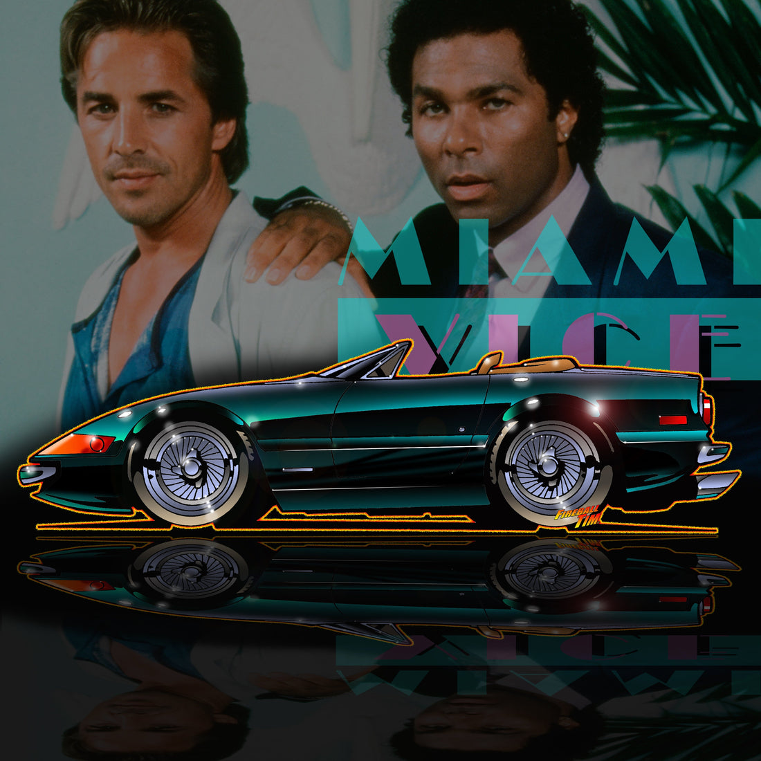 Miami Vice Fireball Tim Garage Automotive Pop Culture Art