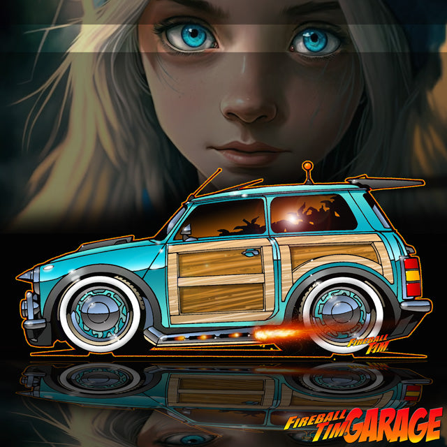 FireballMiniCooperWoodieCustomCarArt