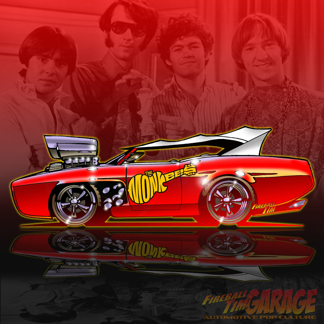 Monkees Automotive Pop Culture Art by Fireball Tim Garage