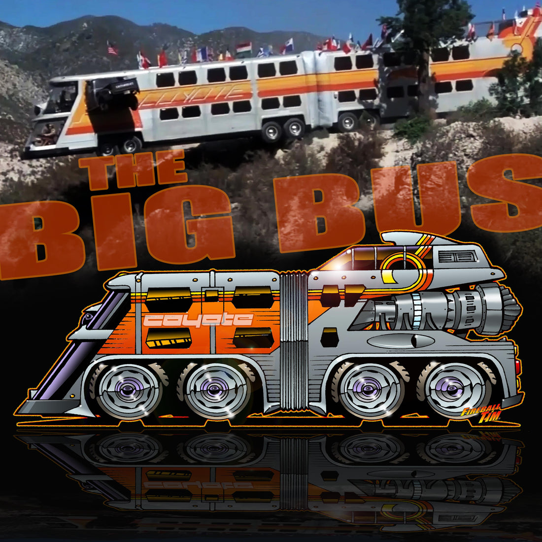 Big Bus Fireball Tim Garage Automotive Pop Culture Art