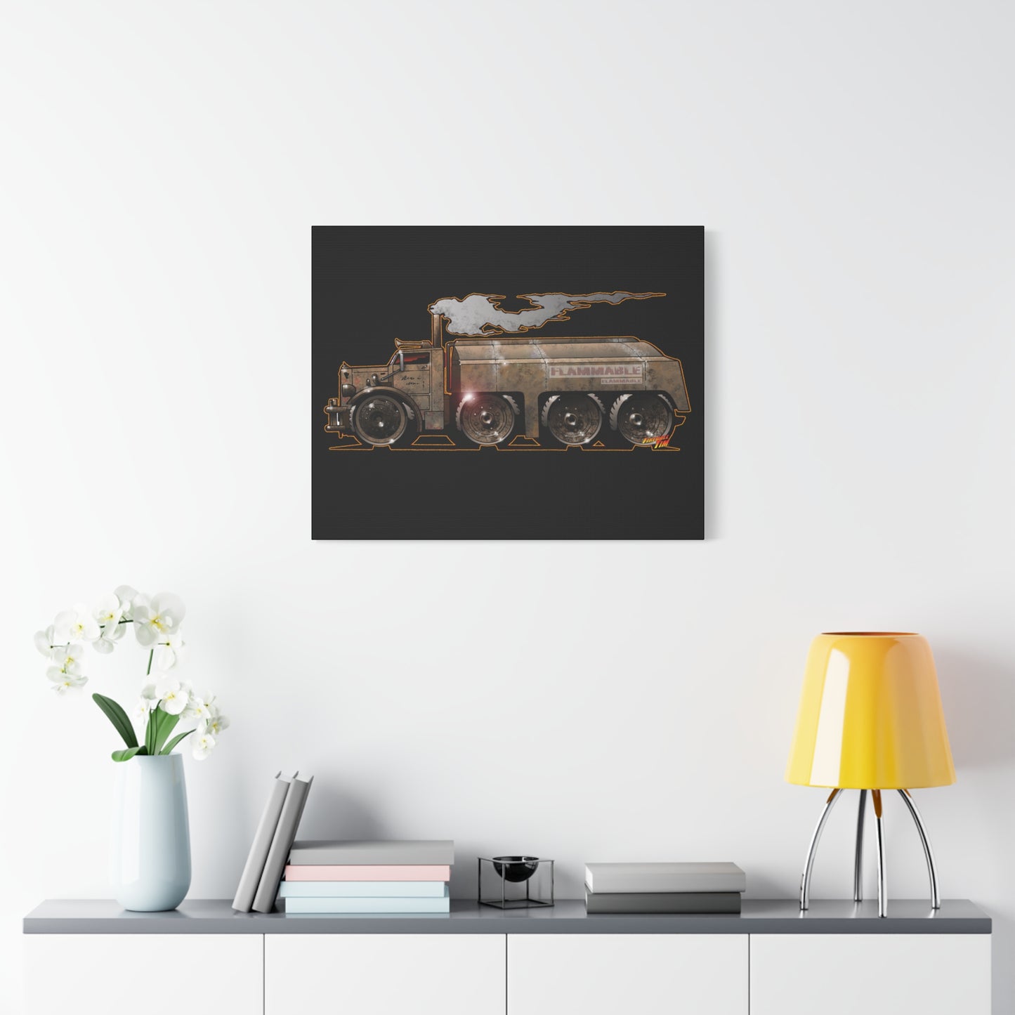 DUEL Killer Movie Truck Fireball Art Canvas Print - Sizes