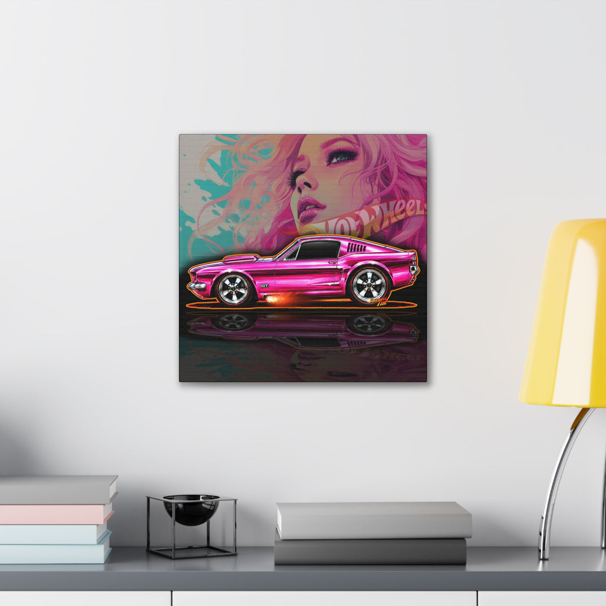 HOT WHEELS Sweet 16 MUSTANG GT Collectible Fireball Art Canvas Stretched Print