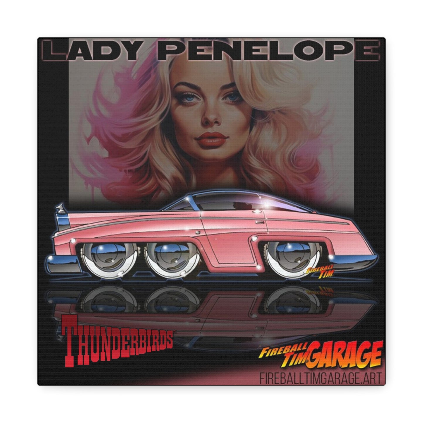 THUNDERBIRDS TV Show Lady Penelope Fab 1 Garage Canvas Gallery Art Print 12x12