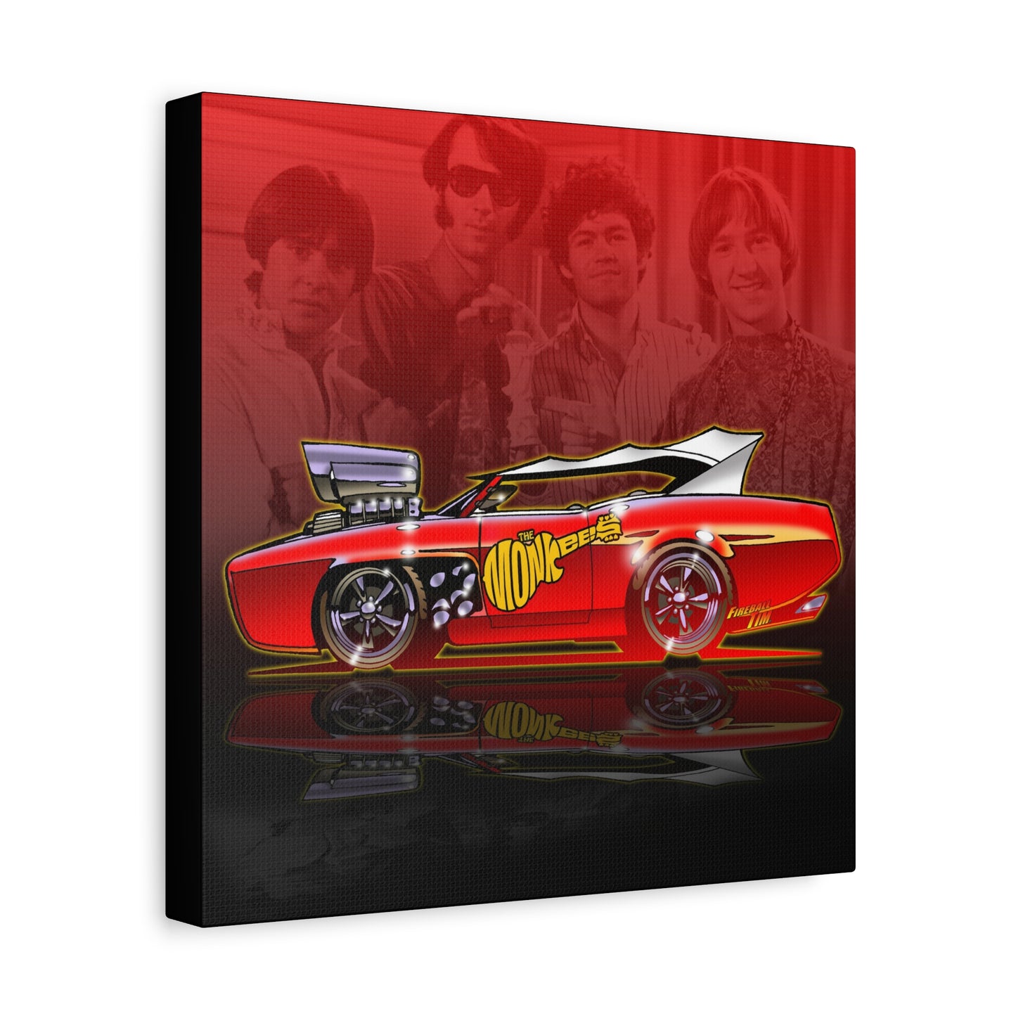 THE MONKEES Monkeemobile Fireball Canvas Art Wall Print