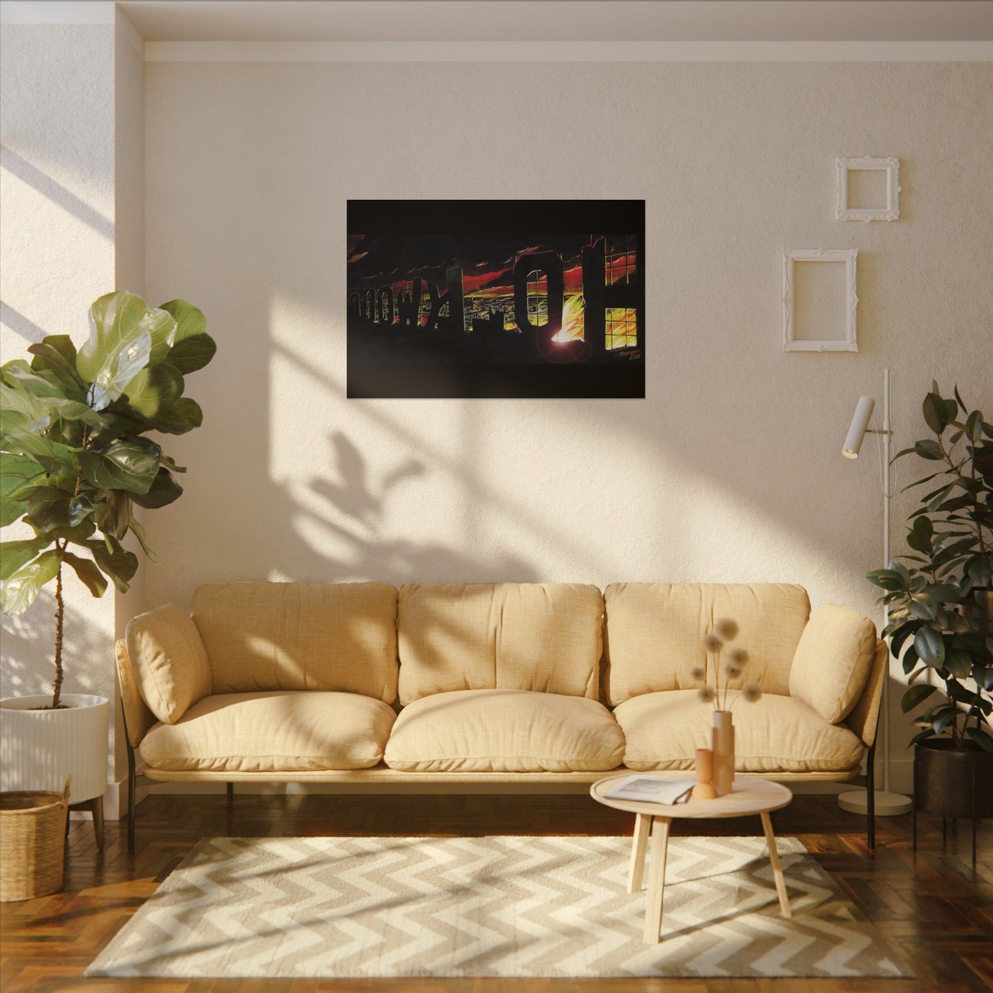 ESCAPE FROM LA Hollywood Sigh Fireball Concept Art Canvas Print