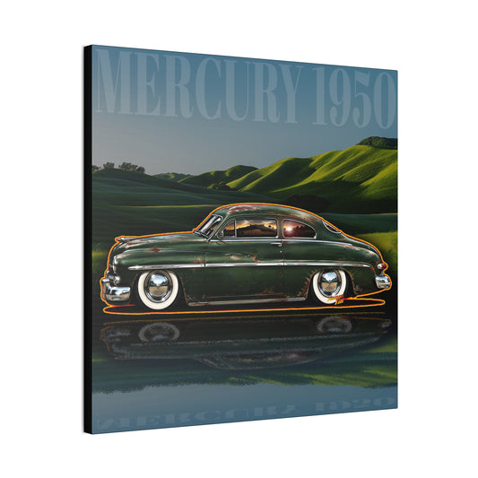 MERCURY COUPE 1950 Collectible Fireball Art Canvas Stretched Print